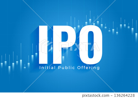 ipo initial public offer concept background with financial graph 136264228