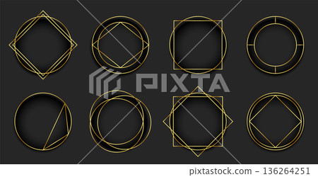 collection of golden frame banner for wedding or anniversary 136264251