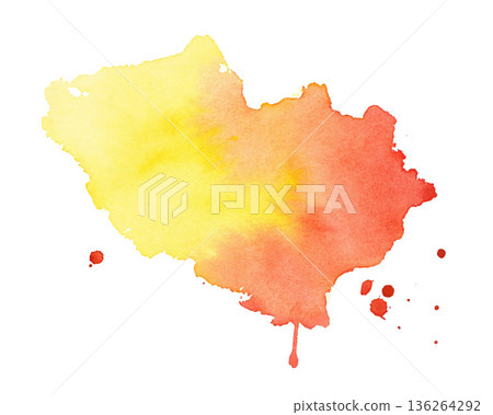 yellow and red watercolor liquid splatter background in hand painted style yellow and red watercolor liquid splatter background in hand painted style 136264292