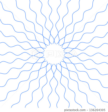 abstract squiggly curvy radial pattern on white background 136264305
