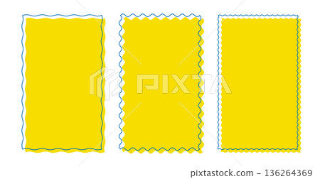 pack of yellow squiggly border vertical banner with text space 136264369