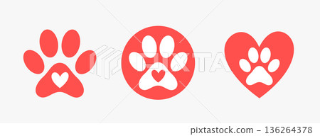 cute kitten or puppy paw feet on white background 136264378