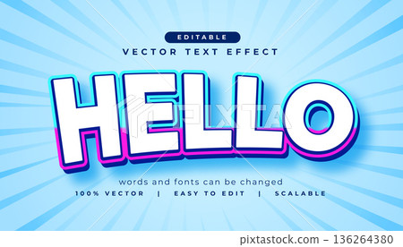 text effect hello lettering in modern style 136264380