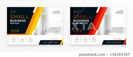 set of professional promo brochure layout in yellow and red theme color set of professional promo brochure layout in yellow and red theme color 136264387