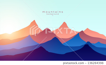 stunning high mountain peak banner for travel sport 136264398