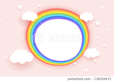 decorative rainbow and cloud on pastel background design decorative rainbow and cloud on pastel background design 136264415