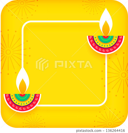 artistic shubh diwali diya yellow background with copyspace artistic shubh diwali diya yellow background with copyspace 136264416