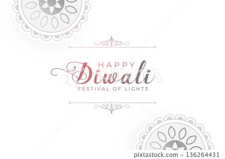 elegant happy diwali greeting white background for social media post 136264431