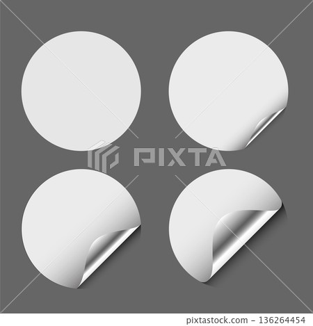 set of circular page curl sticker template design set of circular page curl sticker template design 136264454