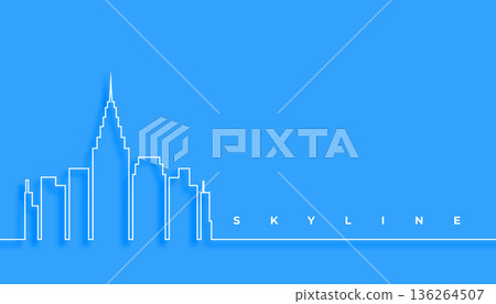 high rise skyline skyscraper building in line style 136264507