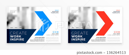 set of business brochure flyer with company information or data 136264513
