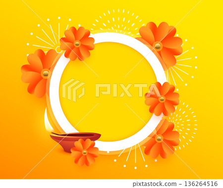 decorative shubh diwali festive yellow background with text space decorative shubh diwali festive yellow background with text space 136264516