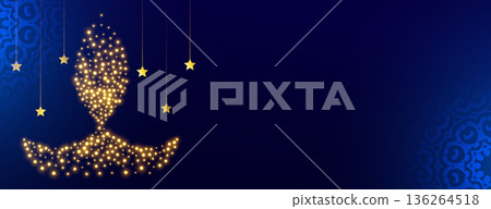 golden sparkling diya diwali wallpaper with text space 136264518