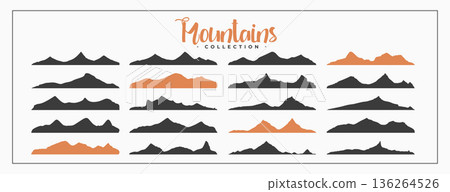 extreme terrain mountain peak silhouette on white banner design 136264526