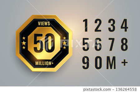 50 million or 50M views premuim banner in golden design 136264558