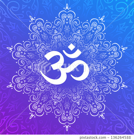 elegant om symbol of hinduism for meditation and prayer 136264588
