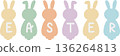 happy easter festival with rabbit banner element, pastel color, flat png illustration cartoon character 136264813
