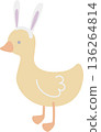happy easter festival with duck element, pastel color, flat png illustration cartoon character 136264814