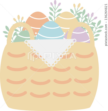 happy easter festival with basket of egg element, pastel color, flat png illustration cartoon character happy easter festival with basket of egg element, pastel color, flat png illustration cartoon character 136264821