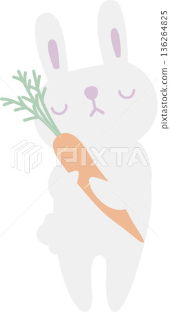 happy easter festival with rabbit and carrot element, pastel color, flat png illustration cartoon character happy easter festival with rabbit and carrot element, pastel color, flat png illustration cartoon character 136264825