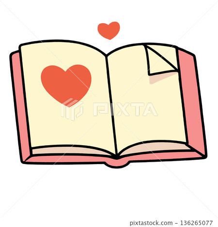 Open book heart love romance education cute illustration simple design Open book heart love romance education cute illustration simple design 136265077