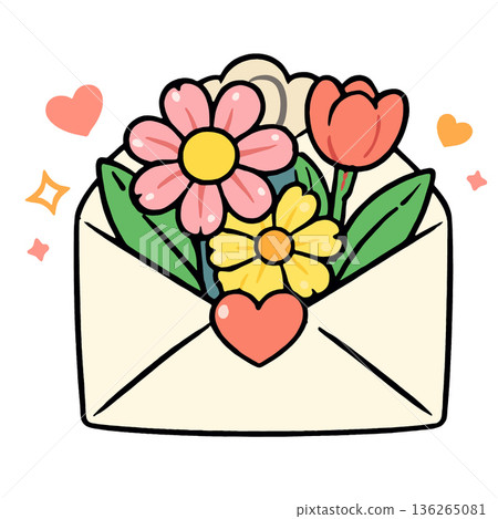 Envelope flower heart love greeting romantic cute colorful cheerful spring Envelope flower heart love greeting romantic cute colorful cheerful spring 136265081