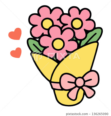 Bouquet flower pink yellow love romantic gift heart cute celebration Bouquet flower pink yellow love romantic gift heart cute celebration 136265090