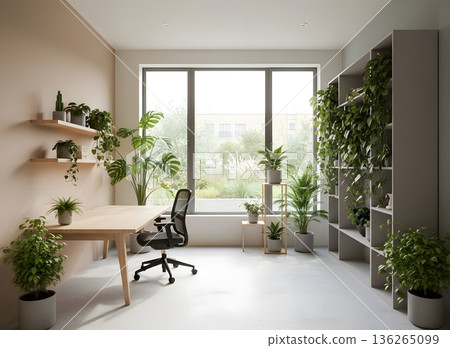一個被自然植物環繞的現代化辦公空間 一個被自然植物環繞的現代化辦公空間 136265099
