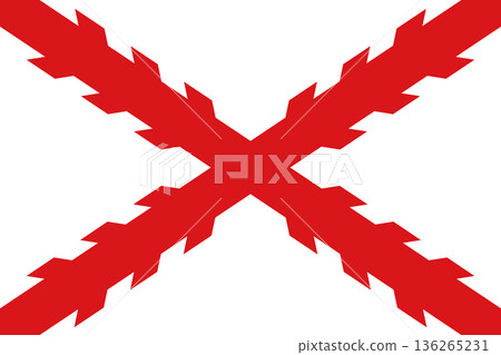Spanish Empire Flag - Cross of Burgundy. Vector flag in official colors and 3-2 aspect ratio. 136265231