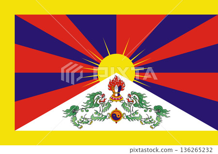 Tibet vector flag in official colors and 3-2 aspect ratio. Tibet vector flag in official colors and 3-2 aspect ratio. 136265232