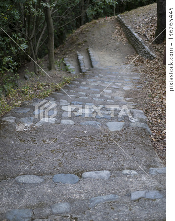 沿著山路建造的階梯的景色 沿著山路建造的階梯的景色 136265445