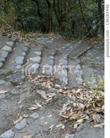 沿著山路建造的階梯的景色 沿著山路建造的階梯的景色 136265448