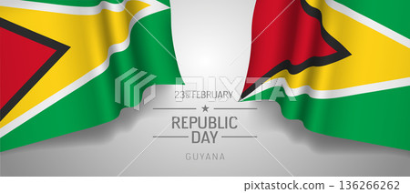 Guyana republic day vector banner, greeting card 136266262