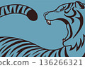Tiger graphic art with bold brush strokes, blue 136266321