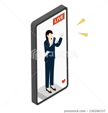 Illustration of a female candidate giving an online election speech Illustration of a female candidate giving an online election speech 136266337