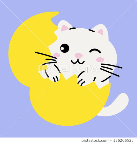 Adorable Easter Kitty in Cracked Eggshell Adorable Easter Kitty in Cracked Eggshell 136266523
