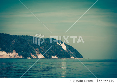 Chalk cliff rocks of Rugen isle at Sassnitz Germany Chalk cliff rocks of Rugen isle at Sassnitz Germany 136266559