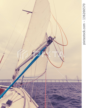 Yacht and oresund bridge between denmark sweden Yacht and oresund bridge between denmark sweden 136266570
