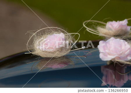 Event details. Wedding car decorated with pink flowers 136266950