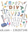 DIY tool illustration set, hand-painted watercolor 136267146