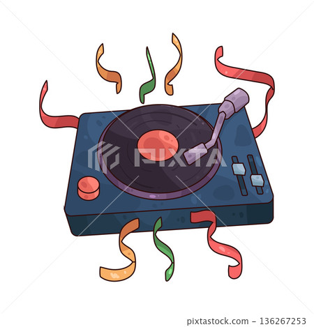 Illustration of DJ turntable 136267253