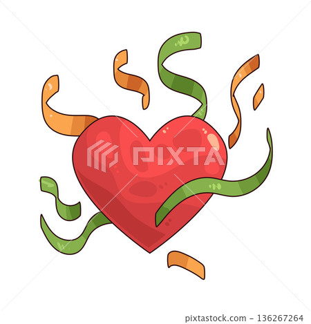 Illustration of heart with confetti Illustration of heart with confetti 136267264