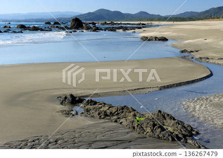 Mirror-like sandy beach 136267479