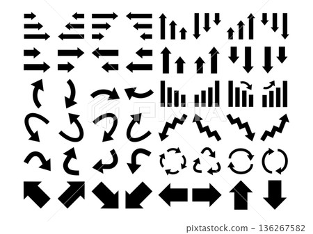 簡易箭頭圖示集：用於使用者介面和文件建立的方向標記 136267582