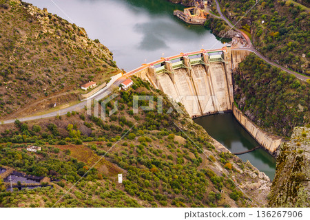 Douro river with spanish Saucelle Dam Douro river with spanish Saucelle Dam 136267906