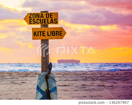 Sign in spanish at beach navigate surfing school and kitesurf Sign in spanish at beach navigate surfing school and kitesurf 136267907