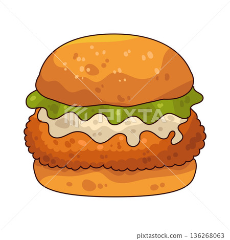 Illustration of Chicken Burger Illustration of Chicken Burger 136268063
