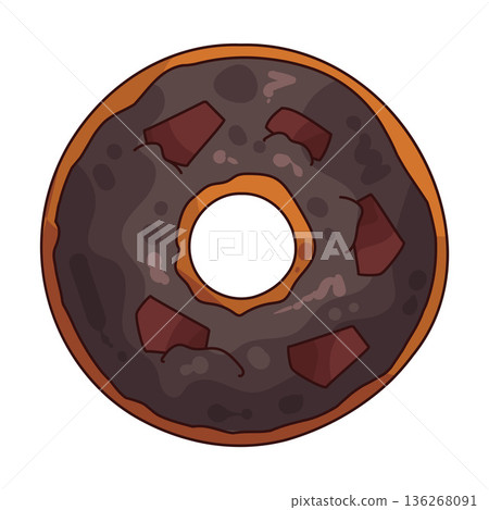 Illustration of chocolate donut Illustration of chocolate donut 136268091