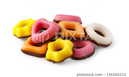 Colorful fondants with chocolate base forming different shapes Colorful fondants with chocolate base forming different shapes 136268152