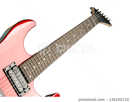 Red electric guitar isolated on white background 136268158